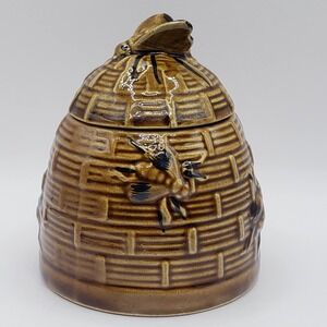 Bee Beehive Honey Jar Pot Without Dipper Brown Vintage Ceramic Made In Japan